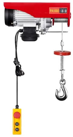 Verricello elettrico, 1000 kg, 220 V, 1600 W, per argano elettrico, corda singola 12 metri, 500 kg, doppia fune 6 metri, 1000 kg, cavo con interruttore di emergenza, diametro corda 6 mm