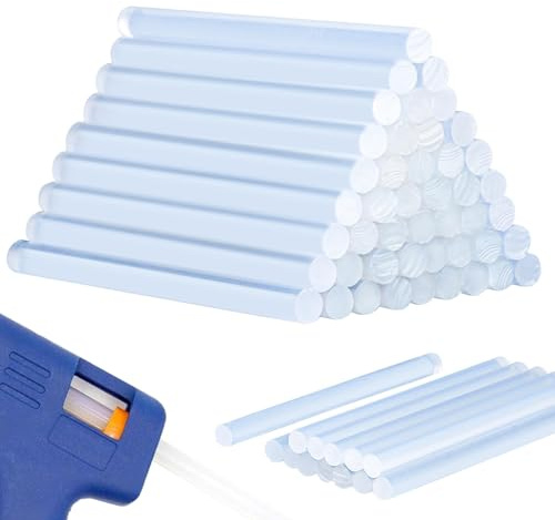 Mini Hot Glue Sticks - 50PCS Clear Glue Gun Sticks,7mm x 100mm Hot Melt Glue Gun Stick for Foam,Glass,Fabric,Wood,Paper,Metal,Plastic,Compatible with Most All-Purpose for Crafting