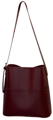 Kexpery PU-Umhängetasche mit mehreren Taschen, lässige Schultertasche, Umhängetasche, Hobo-Tasche, Outdoor-Reisetasche, Damen-Eimertasche aus Leder (Weinrot)