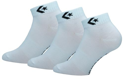Converse 3 Pares Calcetines Quarter - Soporte Arco Plantar - Poliéster - Unisex (Blanco, 39-42)