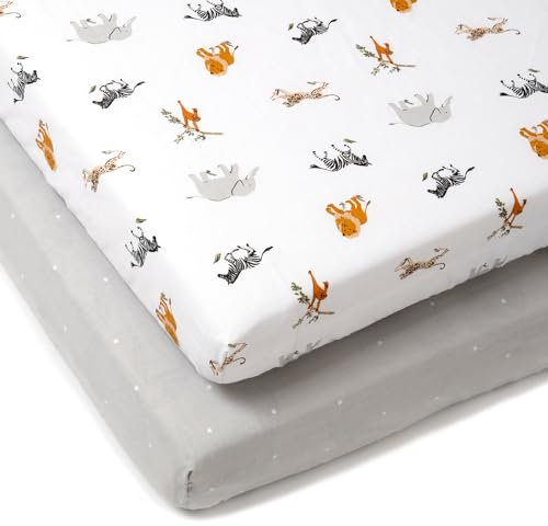 Clair de Lune Jungle Dream 2 Pack Fitted Cot Bed Sheets - 140 x 70 cm