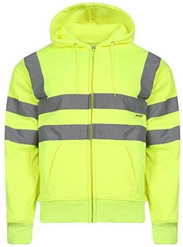 7STYLES Hi Vis Clothing For Men, High Visibility Sweatshirts Jumper, Safety Workwear Body Warmer, Waterproof Hi Viz Bomber Jacket, Mens High Vis Hoodie (Full Zipper Hoodie Yellow,XL)