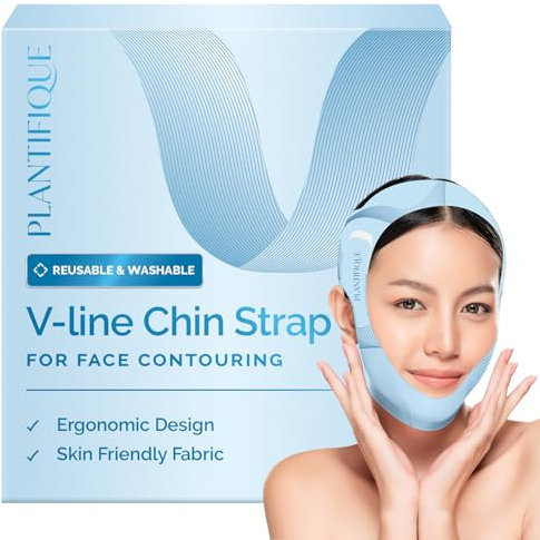 PLANTIFIQUE Masque Double Menton | Contour du Visage Femme et Homme | Bandeau Réutilisable aux Tissu Respirant Réglable | Ceinture Amincissante Gaine