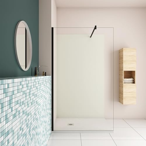 AICA ensemble complet douche à l'Italiennne 100x200cm avec un panneau mural de douche et un receveur de douche modèle ACWIP10-131B-81-63