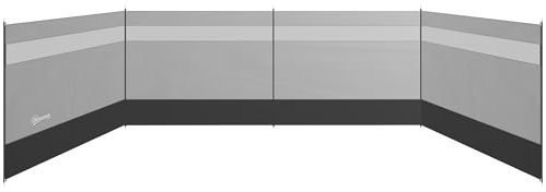 Outsunny Windschutz faltbar Camping Sichtschutz mit Lichtquellenfenster Heringen Seilen Windfang Zaun Strandwindschutz Strandschutz für Camping Garten, Strand, Terrasse 725 x 140 cm Grau
