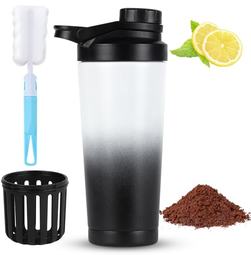 ACWOO Stainless Steel Protein Shaker Bottle, 750ML with Brush, BPA Free, Scale, for Outdoor Sports Enthusiasts