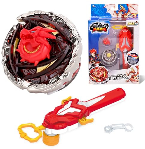 INFINITY NADO Toupie Jouet Enfant 5 6 7 8 9 10 11 12 Ans Garcon Fille, toupies en métal avec Lanceur magnétique, Fiery Dragon, Rouge Profond