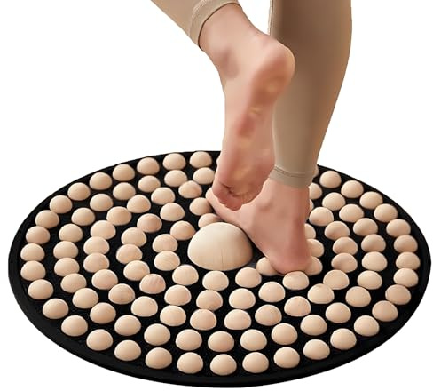 LIYAOLI Wood Foot Massager Mat - Portable Acupressure Pad for Pain Relief, Foldable Pressure Point Relief Tool, Home Spa Therapy Foot Massage Board, Ideal Gift for Seniors