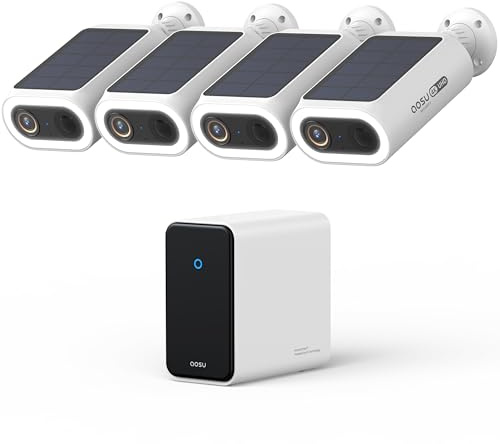 AOSU 4K UHD AI Camera Exterieur sans Fil Solaire 4-Cam Kit avec HomeCortex Reconnaissance faciale & Analyse comportementale Détection des personnes véhicules animaux 32GB Locale & 16TB Extensible IP65