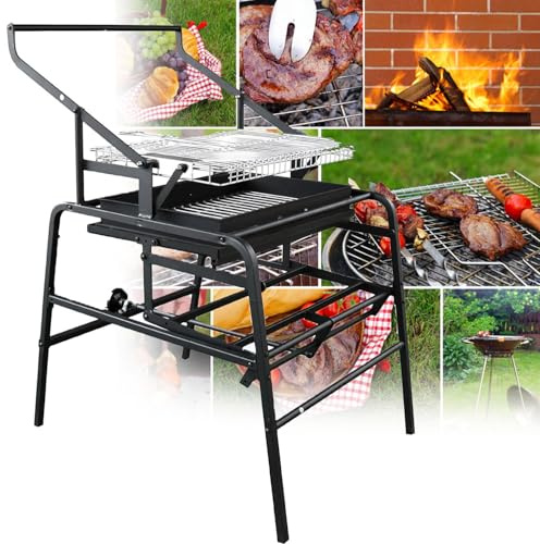 Parrilla para barbacoa al aire libre, parrilla de carbón giratoria de 360°, barbacoa portátil de acero inoxidable para camping, viajes, fiestas