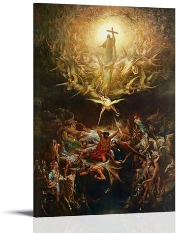 Stampa su tela Arte Religiosa - Il Trionfo del Cristianesimo sul Paganesimo (1868) di Gustave Doré - Dipinto Romanticismo con Figure Angeliche e Simbolismo Pagano su Tela Arte da Parete Quadro a
