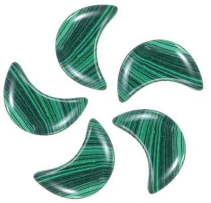 QUARKZMAN 5 Pcs Piedra La Moon Cristal, 0.5 Pulgadas Longitud Cristal De Malaquita Natural Lote De Piedras Moonres, Piedras Talladas Para Bolsillo Para Meditación Equilibrio.