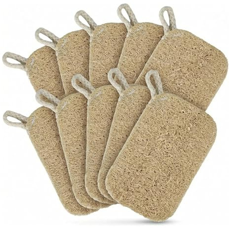 Shibida 20 Piezas esponjas naturales de lufa,Loofah Sponge, Estropajo de Lufa Natural Cocina Resistente a Las Manchas,Repelente Al Aceite,Muy Absorbente,para Cuartos de Baños Exfoliante para Cocina