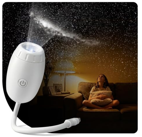 Eroshoo USB Galaxy Star Projector Night Light with 1 HD Glass Film | Focus Adjustable,360° Rotating,Dimmable Brightness,USB Power,Plug & Play Milky Way Projector for Kids Gift,Bedroom,Car Roof