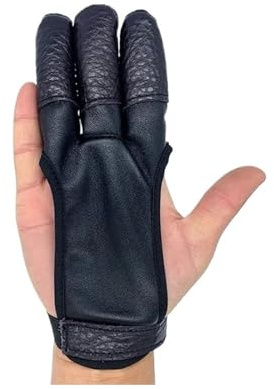 QAUUCP Guanti da tiro con l'arco Guanti con dita in pelle for tiro l'arco a 3 for protezione da(L)