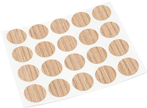 Adsamm® / 20 x caches adhésifs pour tête de vis / chêne clair / Ø 13 mm / rond / caches autocollants avec fine épaisseur 0,45 mm, d'Adsamm®