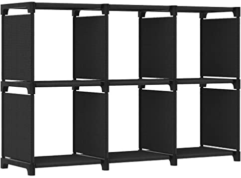 vidaXL Hylla med 6 kuber svart 103x30x72,5 cm tyg