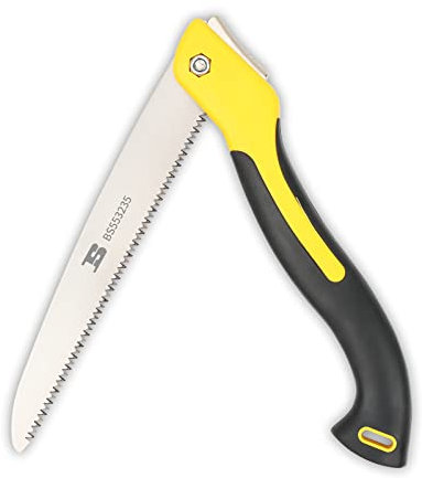 B BOSI TOOLS Folding Saw, 10 Inch Pruning Hand Saw with SK5 Steel Blade for Tree Trimming, Camping, Gardening, Wood Working, PVC, Premium Folding Saw with Secure Lock Comfort Soft Grip - 1 Piece