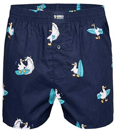 Happy Shorts Herren American Boxer Boxershorts Shorts Webboxer Surfing Seagull, Farbe:Surfing Seagull, Grösse:L