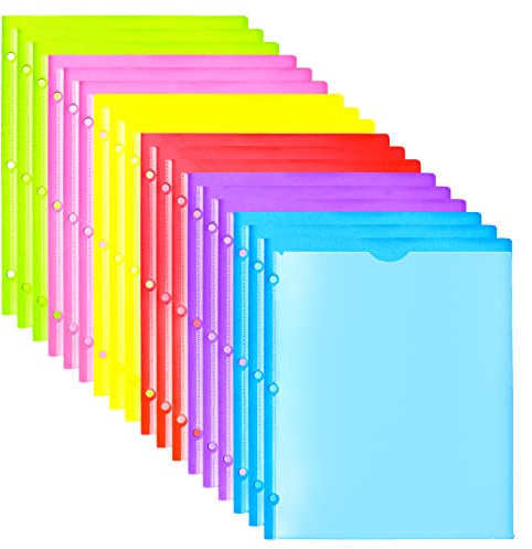 WOT I Heavy Duty Plastic Folders with Clear Front Pockets - 18 Pack, Extra Thick Folders with Pockets and Holes for Binders, with Card Slot for Letter Size Paper Assorted Colors
