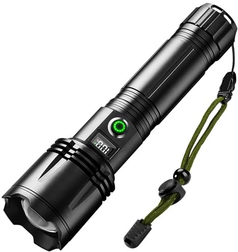 ASORT Taschenlampe LED Aufladbare 1000000 Lumen, große Batterie Mit 7200mAh AKKU, LED Taschenlampe Extrem Hell 9 Lichtmodi, supergroße Blende zoombare，IPX67 Wasserdicht für Camping，Wandern，Notfälle