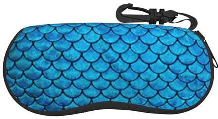 VGFJHNDF Brillenetui mit Fischschuppenmotiv, für Damen und Herren, weiches Brillenetui, Blau, Blaue Fischwaage, One size