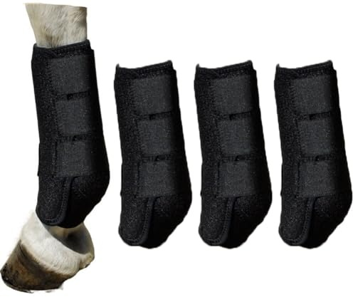Tsffae 4 Piezas Protector De Pata De Caballo Bota De Tendón Proteger Salto Bota De Cepillado Tela De Alta Estiramiento Protección De Piernas Botas De Caballo para Equipo De Protección Y Equipo De