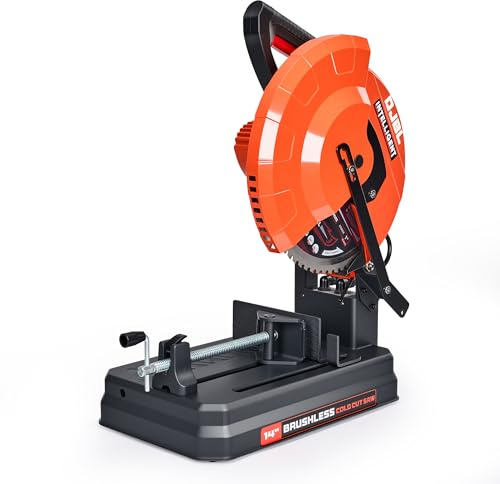 DJBL 14 3500w Brushless Cold Cut Saw,Dry Cut Saw Cutting Speeds Changeable,Brushless Motor Metal Cut Chop Saw with 66 Teeth Ferrous Metal Cutting Blade,45 Degree Adjustable