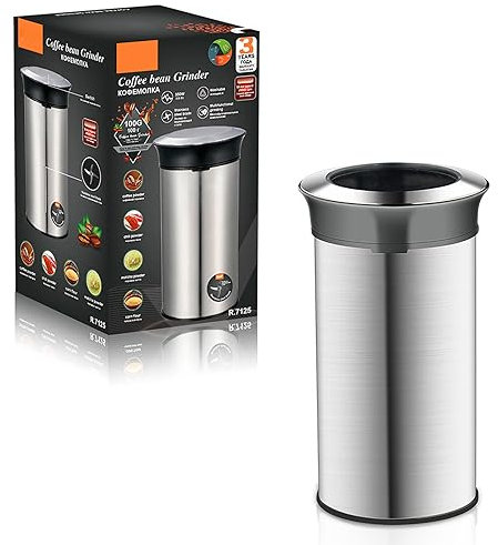 BWANGIAO Molinillo de café eléctrico de Alta Potencia, Profesional, Lavable, de Acero Inoxidable, 350W, Motor silencioso, fácil operación con un botón