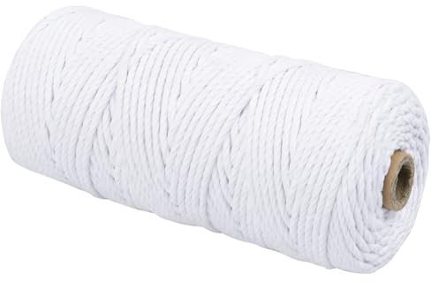 Hilo Macrame 3mm, Cuerda de Macramé, 3mm * 100m Macrame, Cuerda Algodon, Trapillo para Crochet, Adecuado para Procesos de Bricolaje y Reparación de Ropa, Blanco