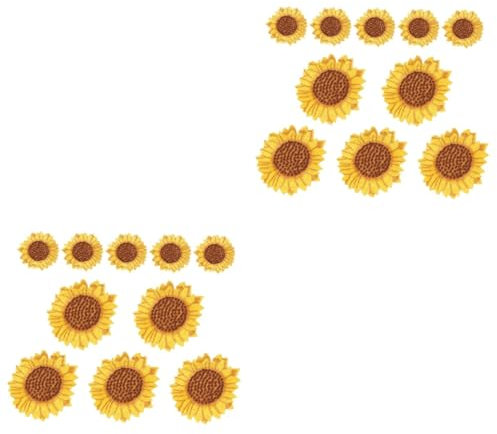 HAPINARY 2 Sets Sonnenblumen-Patches Bestickte Bügelapplikationen Für Dekorative Große Gestickte Blumen Für Rucksäcke 10 Stück * 2