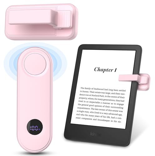 TiMOVO Remote Control Page Turner for Kindle Paperwhite Oasis Kobo eReaders, Clicker Page Turner with Wrist Strap and Power Display for iPhone iPad Android Tablet, Camera Video Remote Trigger-Pink