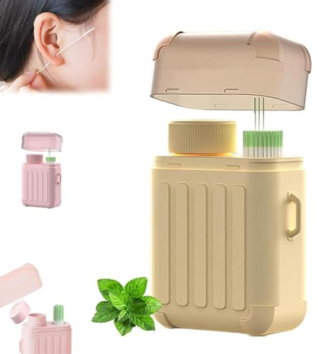 Kit de nettoyage pour piercing d'oreille, 180/240 fils dentaires, nettoyant jetable, kit de nettoyage anti-obstruction, kit de voyage portable pour femmes et hommes (Yellow,180PC)