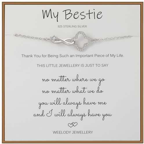 Bestie Gifts for Women, 925 Sterling Silver Infinity Bracelet for Best Friend, Bestie Bracelet, Best Friend Birthday Gifts