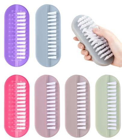 Ninnyi 6Pcs Nail Brush, Colorful Two Sided Plastic Brushes for Cleaning Nails for Women Men Manicure Scrubber