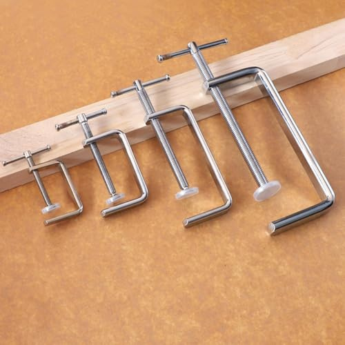 Woodworking G Clamp with Soft Rubber Grain Protection, Steel Clamping Device for Carpentry, Provides Stable and Uniform Force for Board Fixing, Cutting, and Drilling (B)