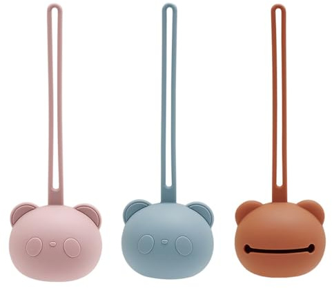THQAE 3 Pcs boite tetine bebe, Étui Porte-Sucette en Silicone, Pochette Portable de Voyage pour Sucettes Nouveau-nés, Contenant de Rangement en Silicone sans BPA pour Garçons & Filles