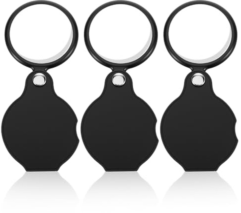 3 lupas pequeñas de 10 aumentos para pasatiempos, lupa plegable de bolsillo de 5,5 cm, lente antirreflejos, con funda protectora giratoria para trabajo cercano, personas mayores, lectura, niños