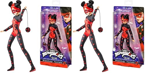 BANDAI Miraculous Ladybug and Cat Noir Toys - Articulated 26cm Shadybug Doll With Accessories | Teen Superhero Shadybug Figurine Miraculous Dolls Range (Pack of 2)