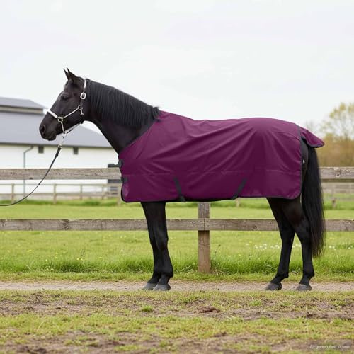 Mokuyary Coperta equina verde scuro e nero 145 cm poliestere coperta per cavalli, cavallo, esterno e stalla -F