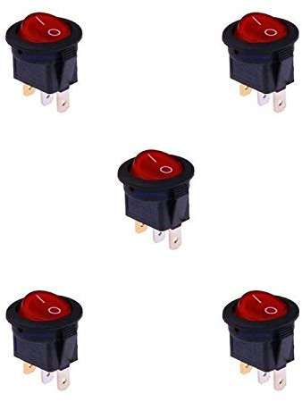Movilideas 5 Unidades Interruptor Redondo Basculante Rojo iluminado ON/OFF 3 polos con luz 220V