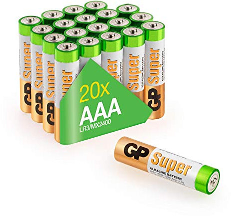 GP Batterien AAA 1,5V Super Alkaline Longlife mit Neuer G-TECH Technologie | Vorratspack 20 Stück Micro AAA Batterien