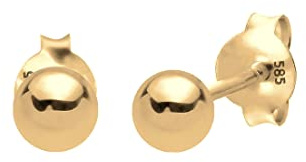 Elli PREMIUM Ohrringe Damen Ohrstecker Kugel Geo Basic Minimal Edel Filigran in 585 Gelbgold