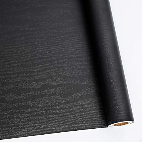 Abyssaly Peel and Stick Wallpaper Black Wood Contact Paper Decorative Self-Adhesive Film for Surfaces Easy to Clean Thickening Upgrade Increase Stomata and Reduces Bubble Generation 11.8 in X 78.7 in