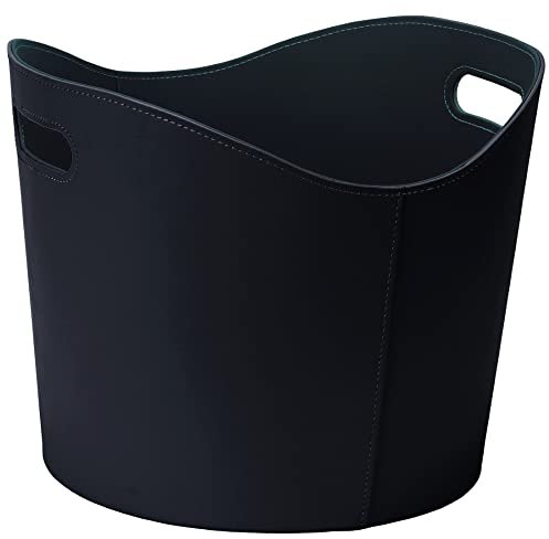 TermaTech | Holzkorb Lederimitat rund | 390×310 mm | Schwarz