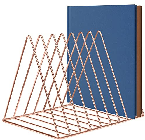 Belle Vous Zeitschriftensammler Metall Buchständer Rosegold - Dreieckiger Zeitschriften- & Zeitungshalter mit 9 Schlitzen für Zuhause, Bücherregal, Bad & Büro – Für Bücher, Zeitungen, Tablets & Ordner