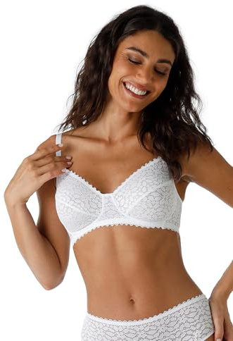 Lovable Reggiseno Senza Ferretto in Pizzo Elastico | Coppe Taglio a Due | vestibilità Naturale, Comfort e Femminilità | Value Elegance Donna, Bianco, 34 / 3C