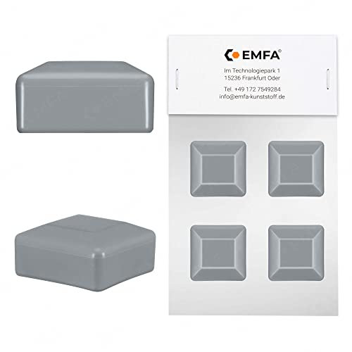 EMFA Capuchon pour poteau carré 70x70 mm Gris 4 pièces chapeau de clôture tube plastique 7x7 cm