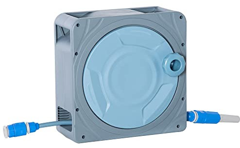 Outsunny Schlauchtrommel 10,2 m Schlauchaufroller Automatik schwenkbar Druckluft Garten Druckluftschlauch Kunststoff Grau