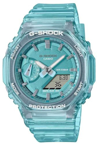 Casio Unisex Quartz Armbanduhr, 42.80mm GehäusegröÃŸe mit blau analog Zifferblatt und blau Plastic/Resin Bracelet Armband GMA-S2100SK-2AER